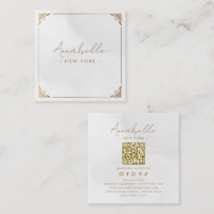 Eleganter Chic Gold- und Creme-Ornamentrahmen QR-C Quadratische Visitenkarte
