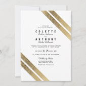 Eleganter Chic Gold White Modern Stripe Glam Weddi Einladung (Vorderseite)
