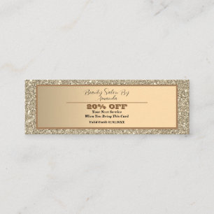 Eleganter Chic Golden Foil Glittery Glam Discount Mini Visitenkarte