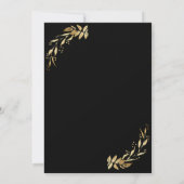 Eleganter Chic Golden Foliage Black Wedding Einladung (Rückseite)