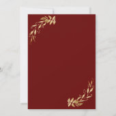 Eleganter Chic Golden Foliage Burgundy Wedding Einladung (Rückseite)