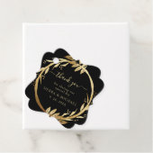 Eleganter Chic Golden Foliage Wreath Black Wedding Geschenkanhänger (Beispiel)