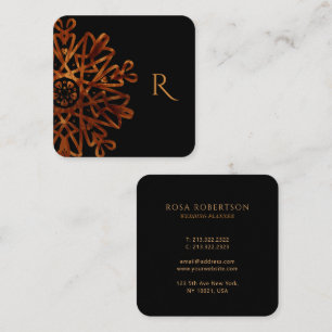 Eleganter Chic Golden Ornamental Mit Monogramm Quadratische Visitenkarte