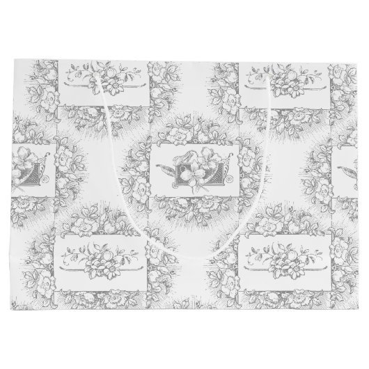 Eleganter Chic Gray und Weiß Gravur Große Geschenktüte (Rückseite)