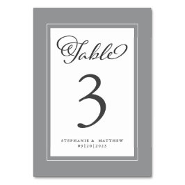 Eleganter Chic Gray & White Wedding Empfang Tischnummer