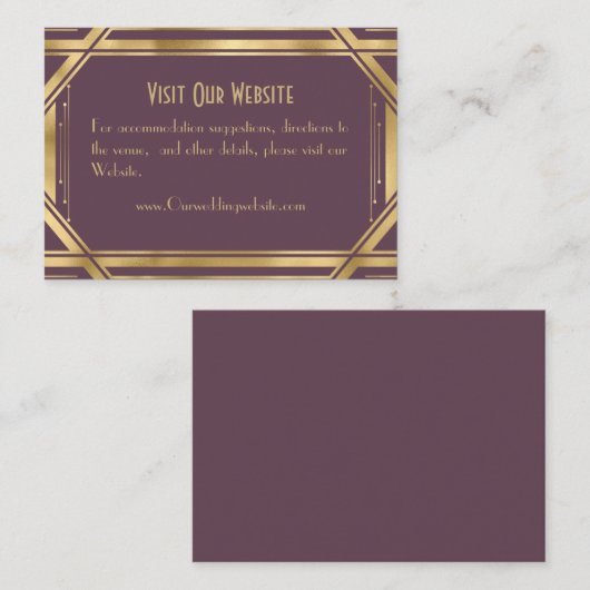 Eleganter Chic Great Gatsby Wedding Details Enclos Begleitkarte (Vorne/Hinten)