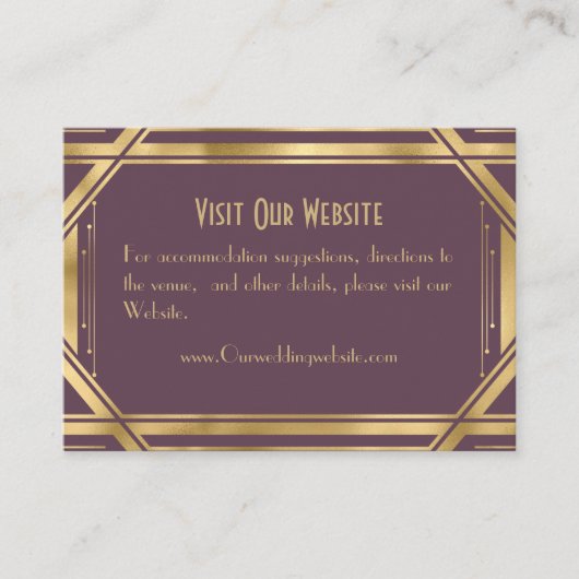 Eleganter Chic Great Gatsby Wedding Details Enclos Begleitkarte (Vorderseite)