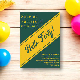 Eleganter Chic Green und Gold Luxus 40. Geburtstag Einladung