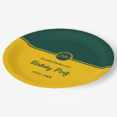 Eleganter Chic Green und Gold Trendy 20. Geburtsta Pappteller (Schrägansicht)