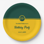 Eleganter Chic Green und Gold Trendy 20. Geburtsta Pappteller (Vorderseite)