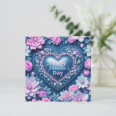 Eleganter Chic Heart Pearls Bloral Valentinstag Karte (Stehend Vorderseite)