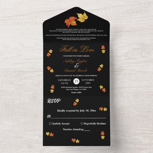 Eleganter Chic Herbst in Liebe Rustikale Herbsthoc All In One Einladung (Innen Boden)