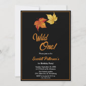 Eleganter Chic Herbstlaub Schwarz-weiß 1. Geburtst Einladung (Vorderseite)