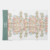 Eleganter Chic Hübsch Floral Individuelle Name Sti Geschirrtuch (Horizontal)