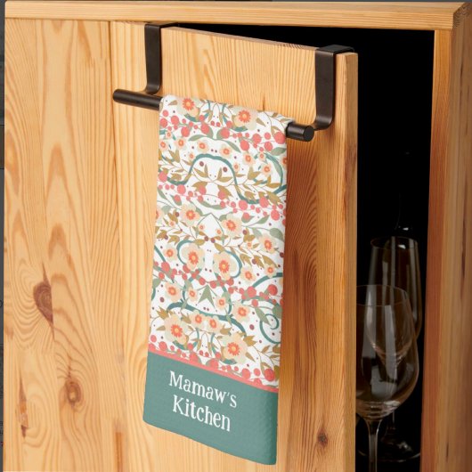 Eleganter Chic Hübsch Floral Individuelle Name Sti Geschirrtuch