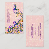 Eleganter Chic Imitate Glitzer Rosa Lila Pfau Visitenkarte (Vorne/Hinten)