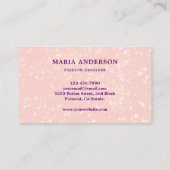 Eleganter Chic Imitate Glitzer Rosa Lila Pfau Visitenkarte (Rückseite)