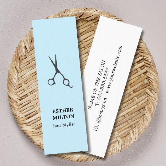 Eleganter Chic Light Blue Scissors Haar Stylist Mini Visitenkarte