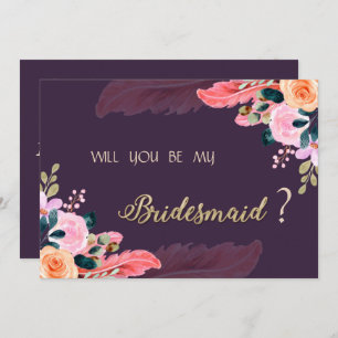 Eleganter Chic Lila Rose Feather Einladung