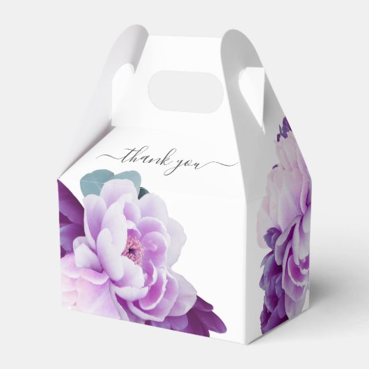 Eleganter Chic Lila und Silberblume Hochzeit Geschenkschachtel (Rückseite)