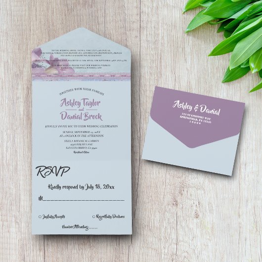 Eleganter Chic Lila Verzierter Glitzer Feierliche  All In One Einladung