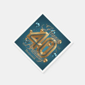 Eleganter Chic Luxurious Blue und Gold 40. Geburts Serviette (Ecke)