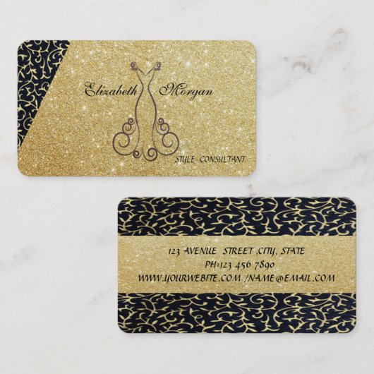 Eleganter Chic Luxury Glittery, Dress Visitenkarte (Vorne/Hinten)