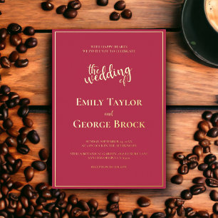 Eleganter Chic Luxury Magenta Gerahmte Hochzeit Folieneinladung