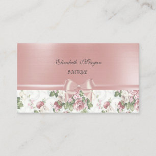 Eleganter Chic Luxus , Blumen , Rosa Schleifenband Visitenkarte