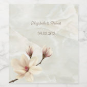 Eleganter Chic Magnolia, weißer Marmor Weinetikett (Einzelnes Label)
