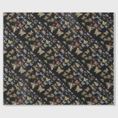 Eleganter Chic Meadow Butterfly Insekten Schwarzer Geschenkpapier (Flach)