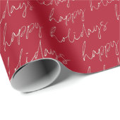 Eleganter Chic Minimalistisch Happy Holidays | Rot Geschenkpapier (Rolleneckpunkt)