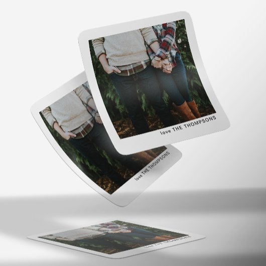 Eleganter Chic Minimalistischer Single Foto Weihna Quadratischer Aufkleber