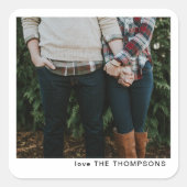 Eleganter Chic Minimalistischer Single Foto Weihna Quadratischer Aufkleber (Vorderseite)