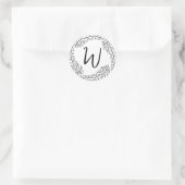 Eleganter Chic Modern Simple Chic Monogram Foliage Runder Aufkleber (Tasche)