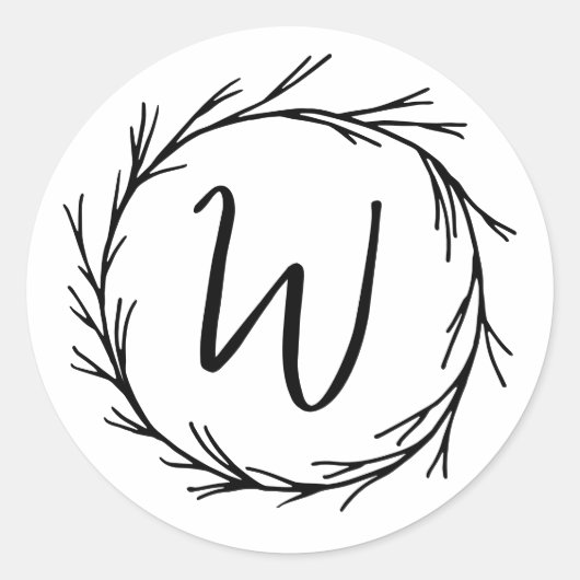 Eleganter Chic Modern Simple Chic Monogram Runder Aufkleber (Vorderseite)