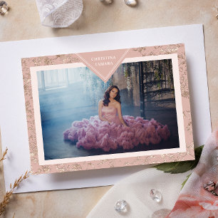 Eleganter Chic Modern Texture Spanish Mis XV Años Einladung