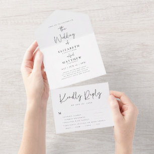 Eleganter Chic Moderne Einfache Hochzeit und UAWG All In One Einladung