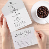 Eleganter Chic Moderne einfache QR-Mahlzeit Option All In One Einladung