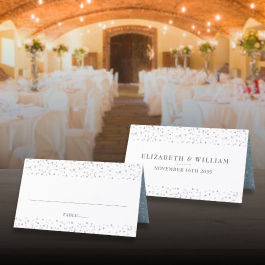 Eleganter Chic Moderne Liebe Herz Confetti Platzkarte