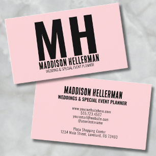 Eleganter Chic Moderner Rosa Monogramm Visitenkarte
