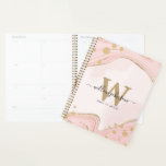 Eleganter Chic Monogram Pink Gold Glitzer Marmor Planer<br><div class="desc">Eleganter,  stilvoller Chic Monogram Script Name Pink Gold Glitzer Marmorplaner. Personalisieren Sie Ihre noch heute!</div>