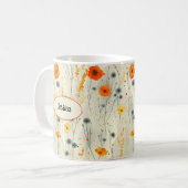 Eleganter Chic Orange Stilvolle Moderne Blume Kaffeetasse (Vorderseite Links)