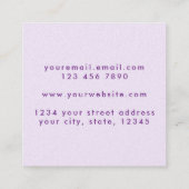Eleganter Chic Pastel Lila Lilac Anwesen Agent Quadratische Visitenkarte (Rückseite)