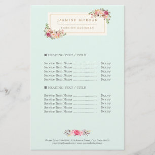 Eleganter Chic Pastel Watercolor Blumenpreis Flyer