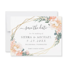 Eleganter Chic Peach Cream Gold Floral Save the Da