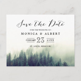 Eleganter Chic Pine Trees Forest Save the Date Ankündigungspostkarte
