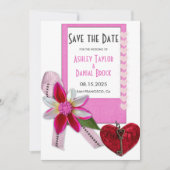 Eleganter Chic Pink Blühe formale romantische Hoch Save The Date (Vorderseite)