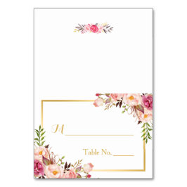 Eleganter Chic Pink Floral Escort Place Tischnummer