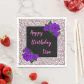 Eleganter Chic Pink Glitzer Lila Rose Geburtstag Serviette (Beispiel)